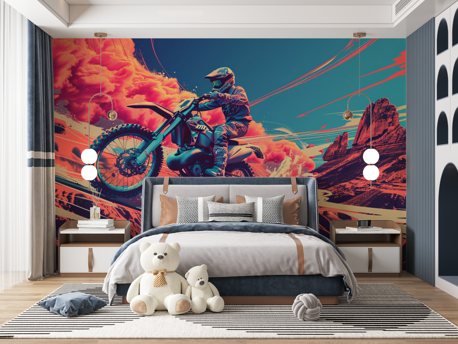 Papier peint moto cross chambre enfant mur panoramique