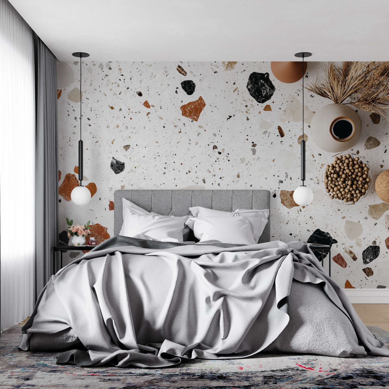 Papier peint terracotta esprit terrazzo moderne 4murs