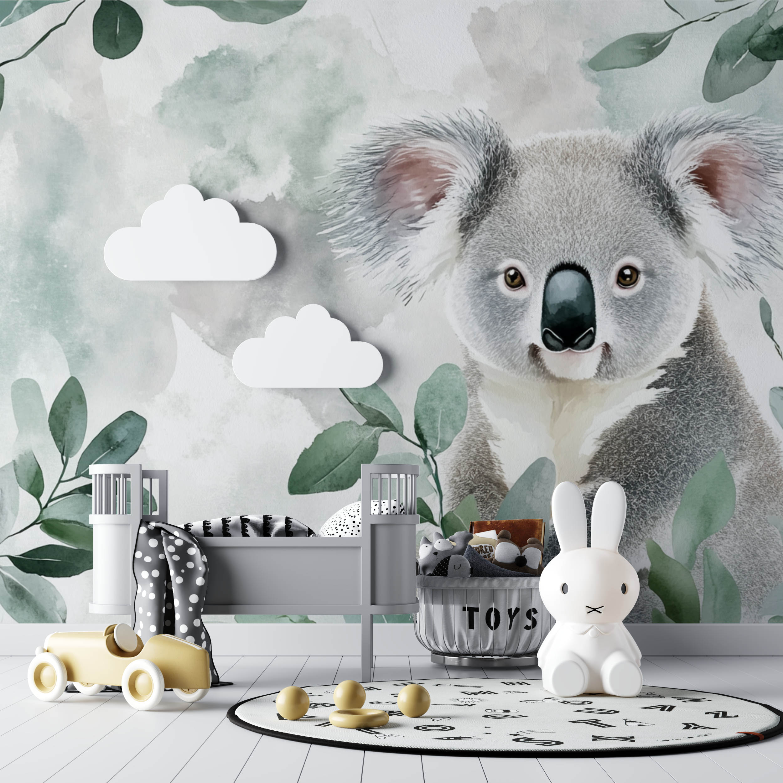 Papier peint koala reve dans la brume bebe tipi