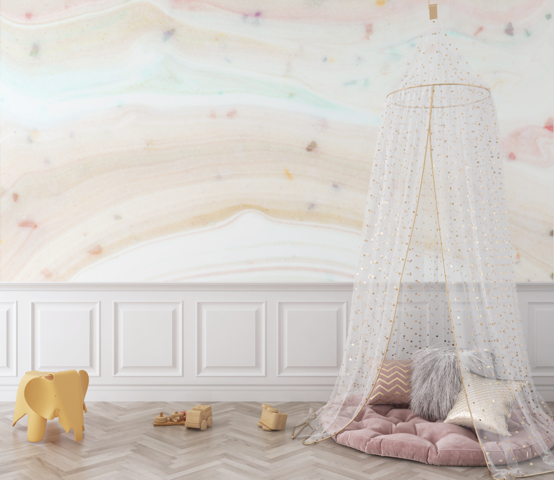 Papier peint bébé Vagues douces pastel - chambre de bebe