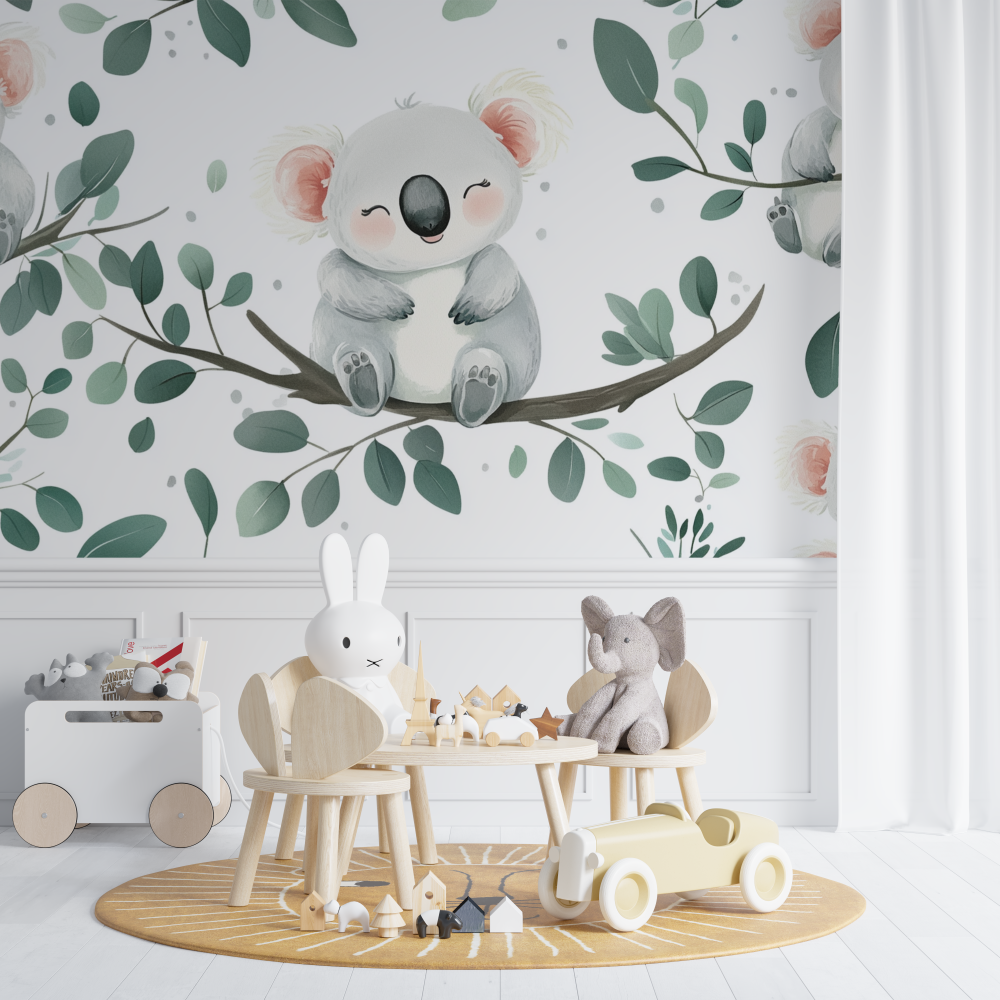 Papier peint koala nouveau ne pastel chambre de bebe