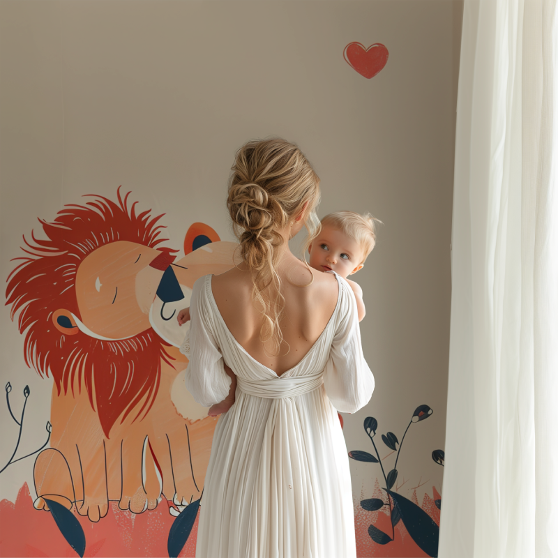 Papier peint lion couple mignon bb123