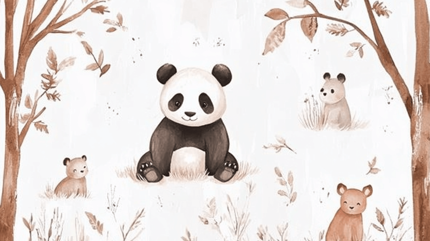 Papier Peint Panda Et Animaux De La Forêt