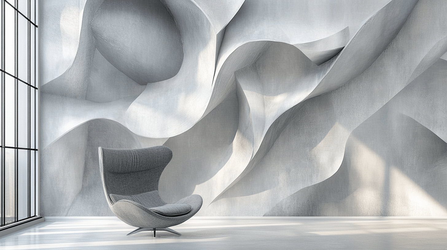 Papier Peint 3d Gris Trompe L Oeil Moulures Métal