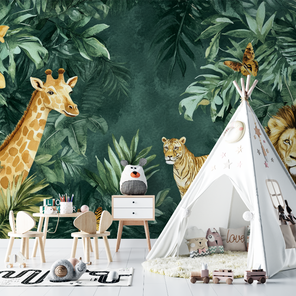 Papier peint richesse de la jungle chambre bebe