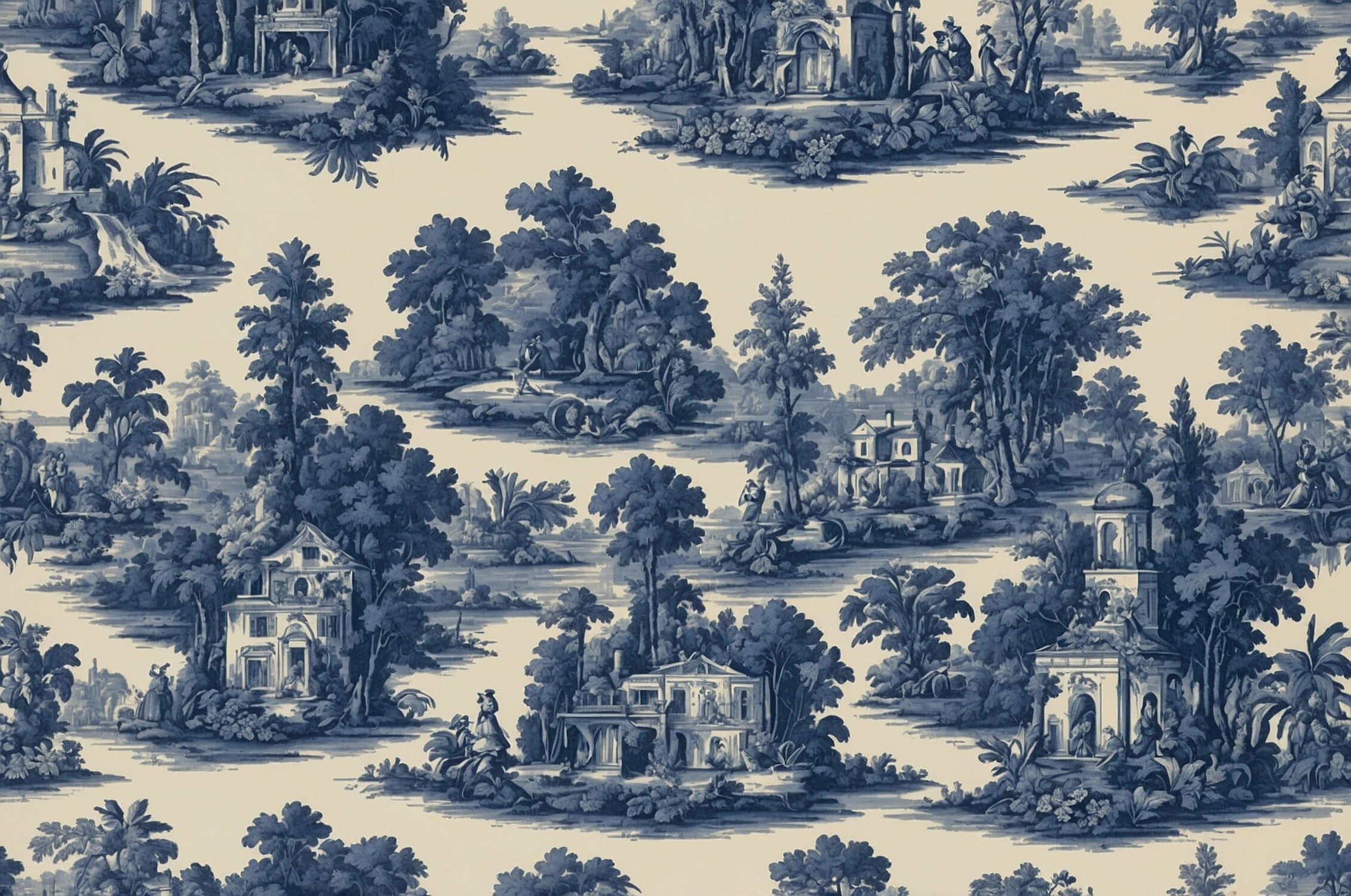 Papier Peint Jouy Motif Bleu