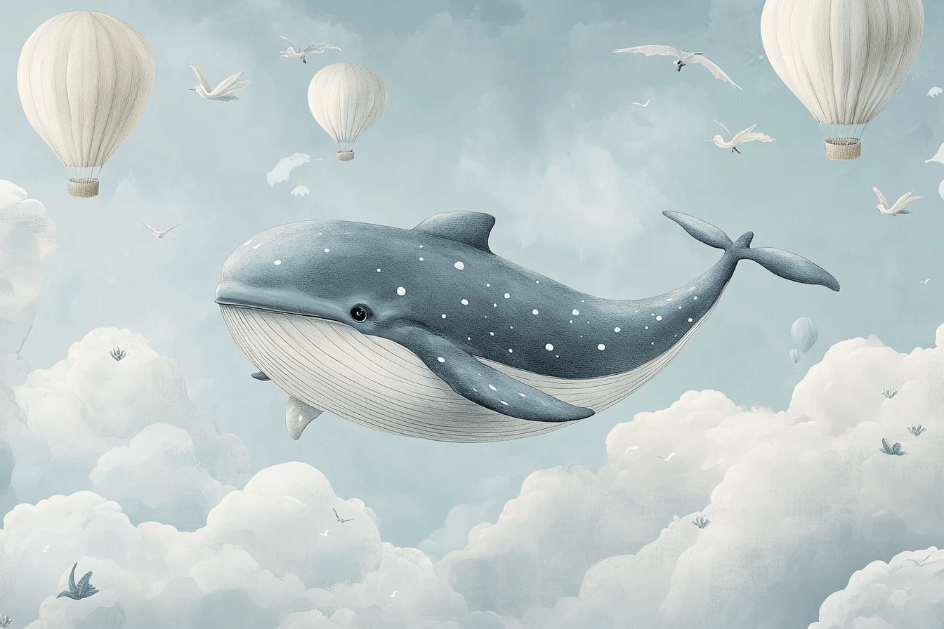 Papier Peint Marin Baleine Grise Nuage