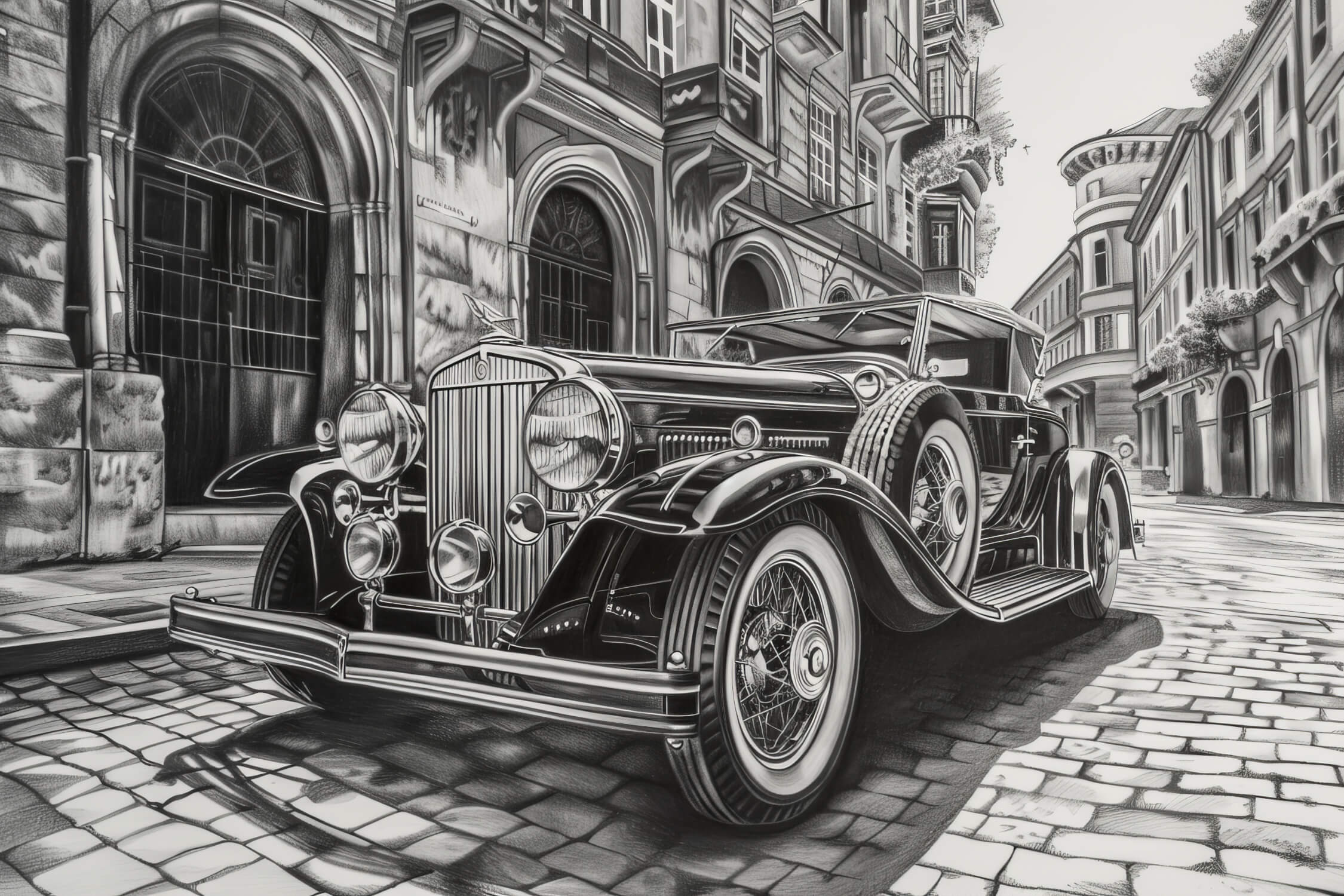 Papier Peint Noir Et Blanc Voiture Dessin