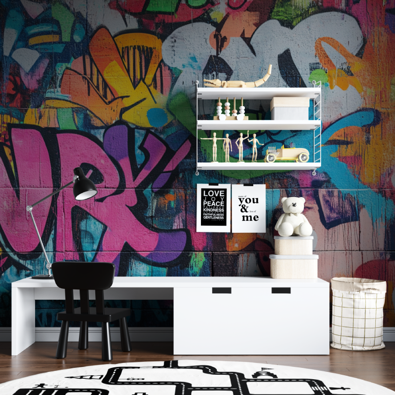 Papier peint musique graffiti tapisserie chambre ados