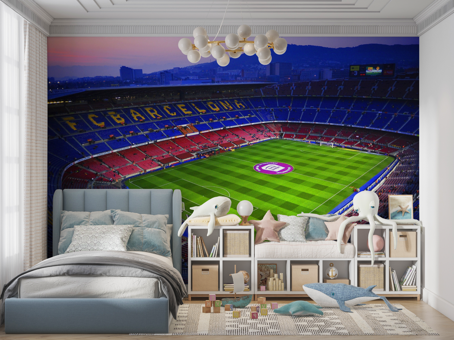 Papier peint foot barca panoramique garcon