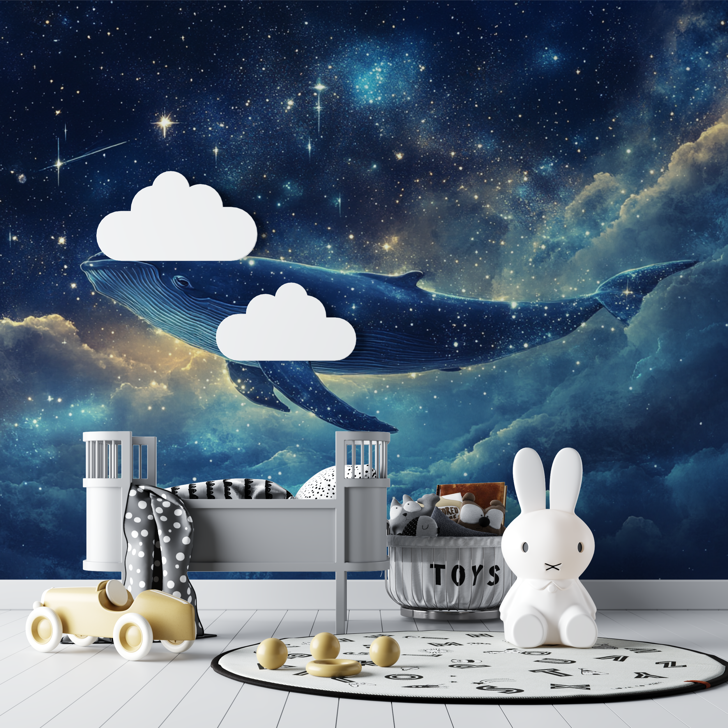 Papier peint marin baleine celeste bebe tipi