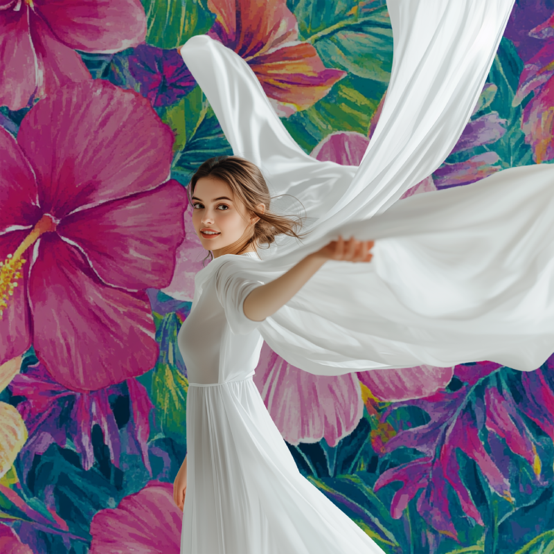 Papier peint fleur tropicale modele