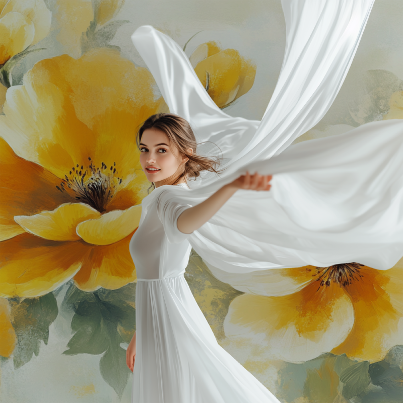 Papier peint fleur jaune modele