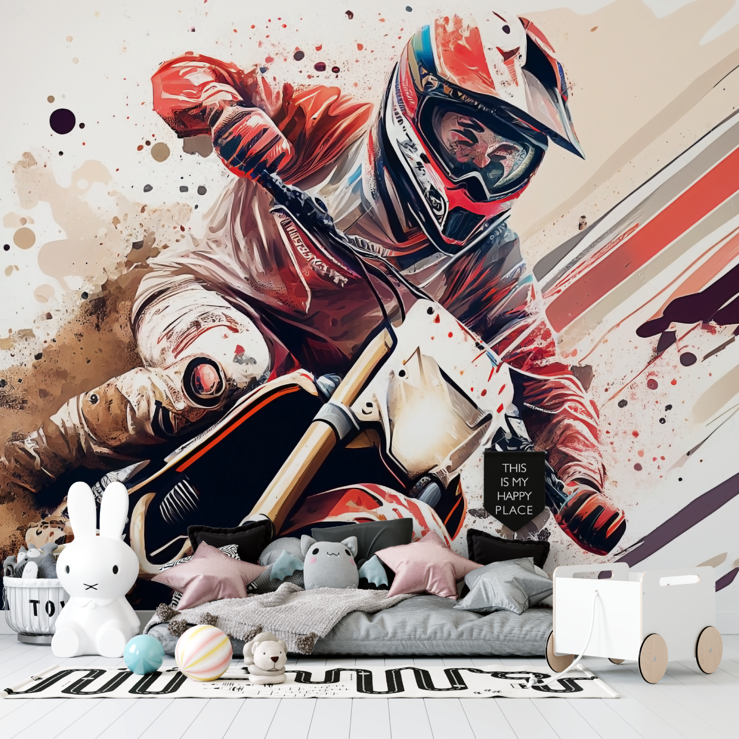 Papier peint moto cross chambre ado tapisserie garcon
