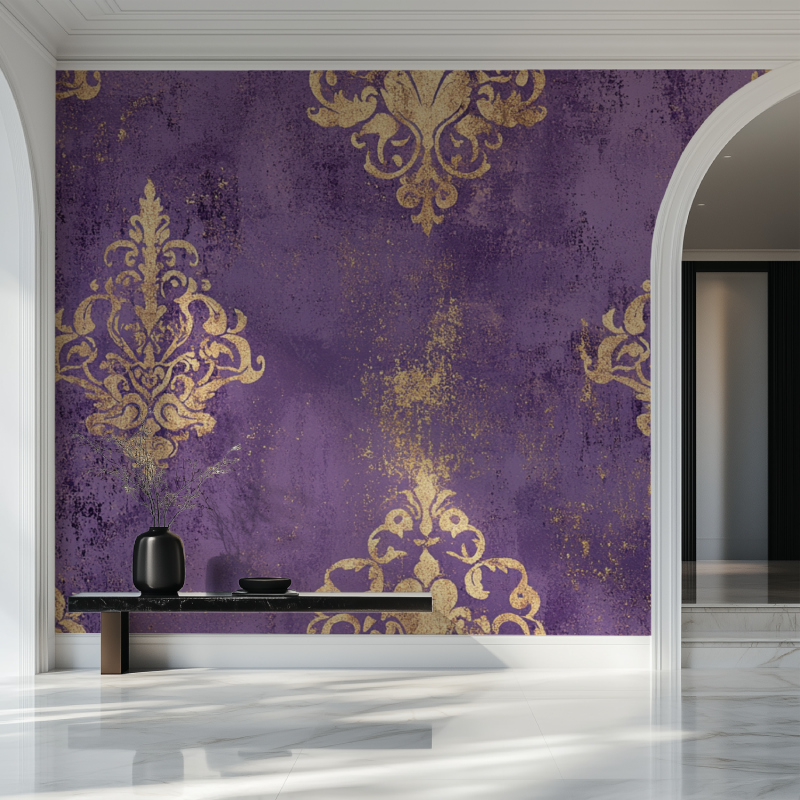 Papier peint vintage violet salon beau