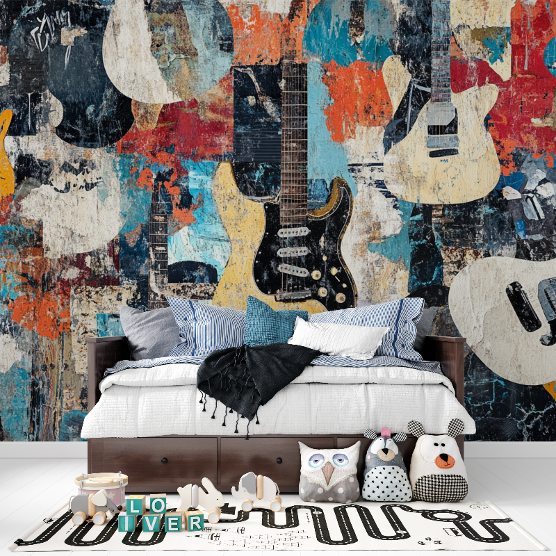 Papier peint abstrait rock tapisserie pour ado
