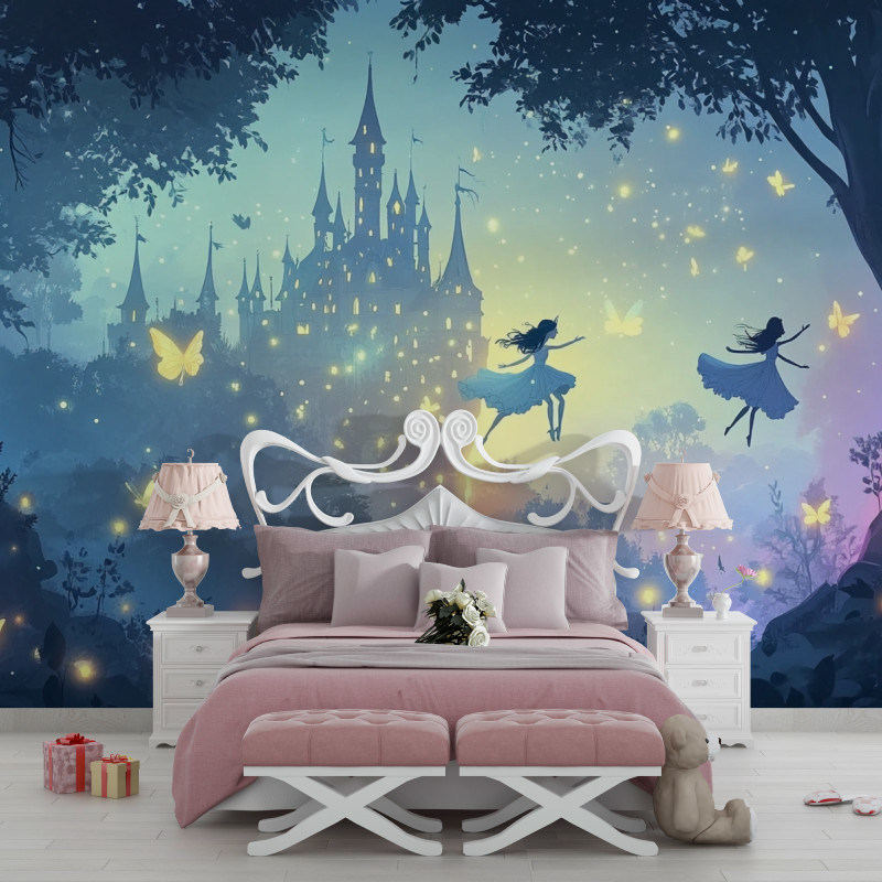 Papier peint princesse feerique chambre filles