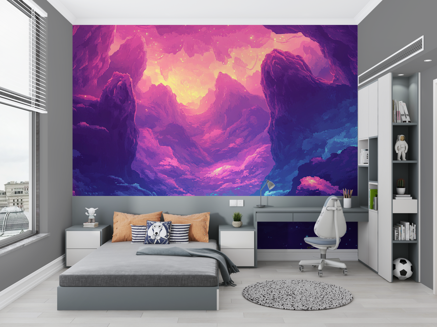 Papier peint gamer deco immersive gaming chambre petit