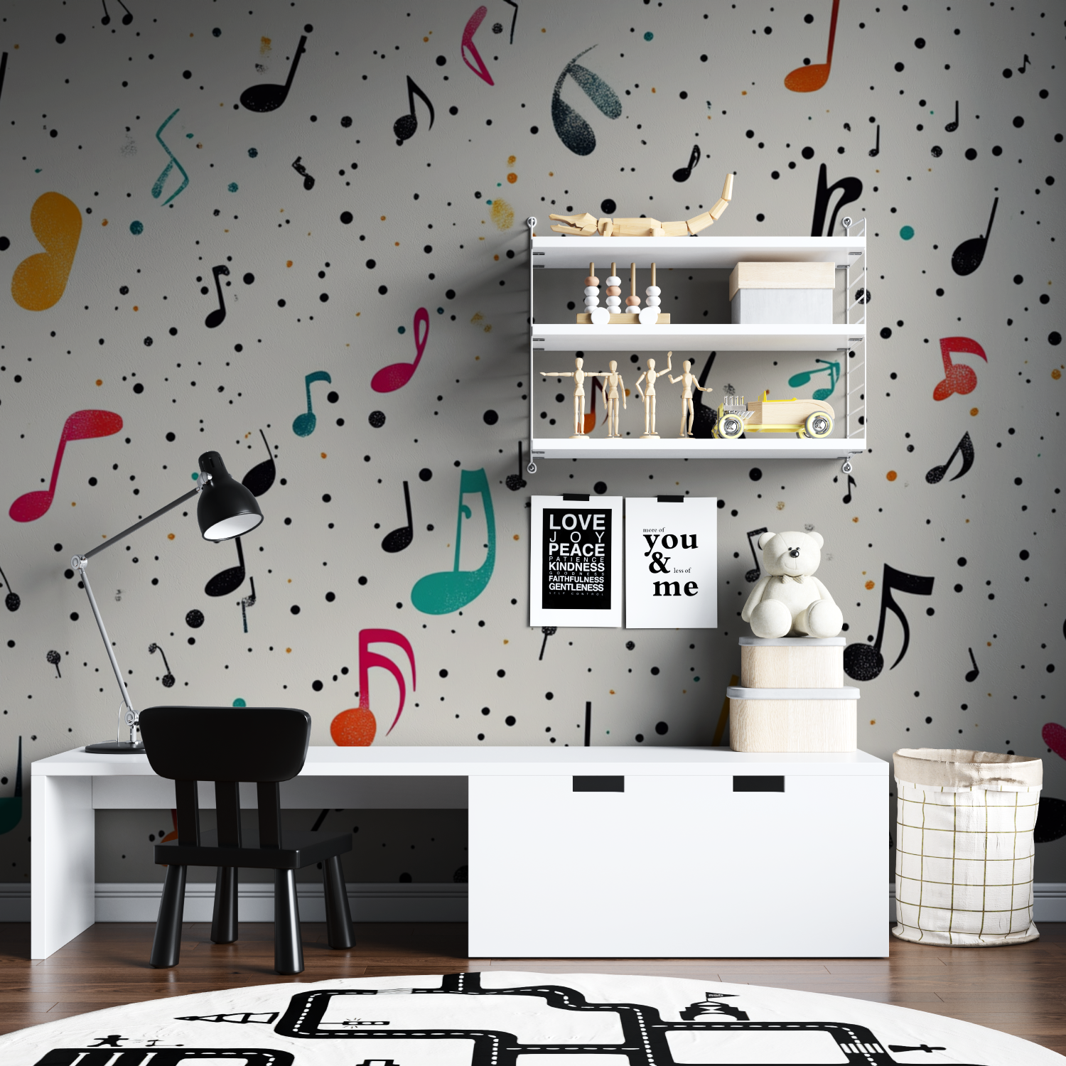 Papier peint frise musique tapisserie garcon