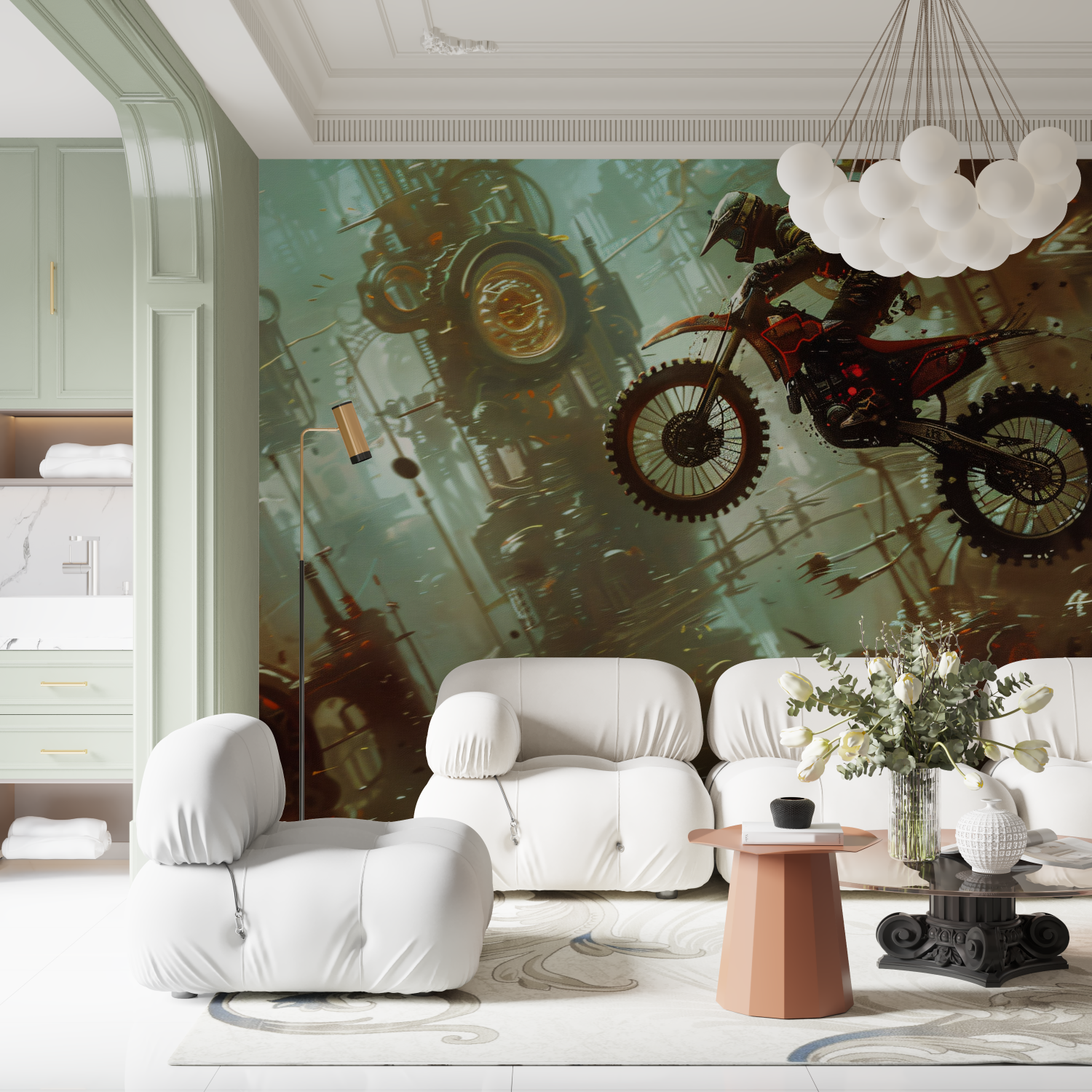 Papier peint panoramique moto enfant contemporain