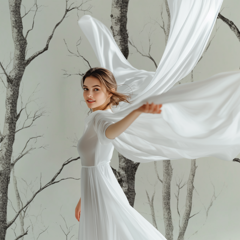 Papier peint arbre bouleau noir et blanc modele