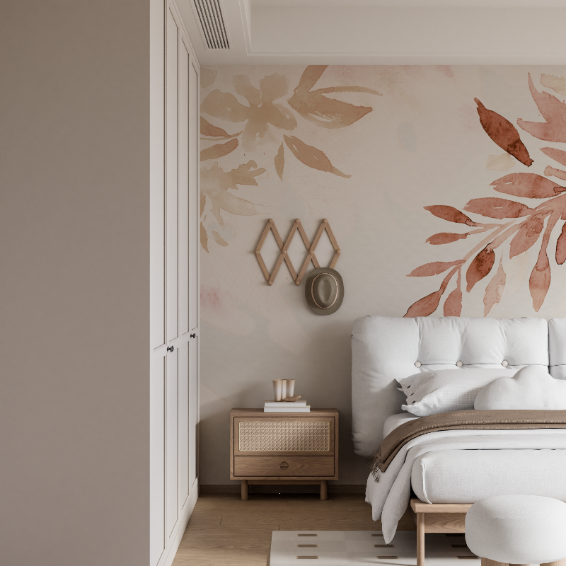Papier peint aquarelle teintes terreuses mural