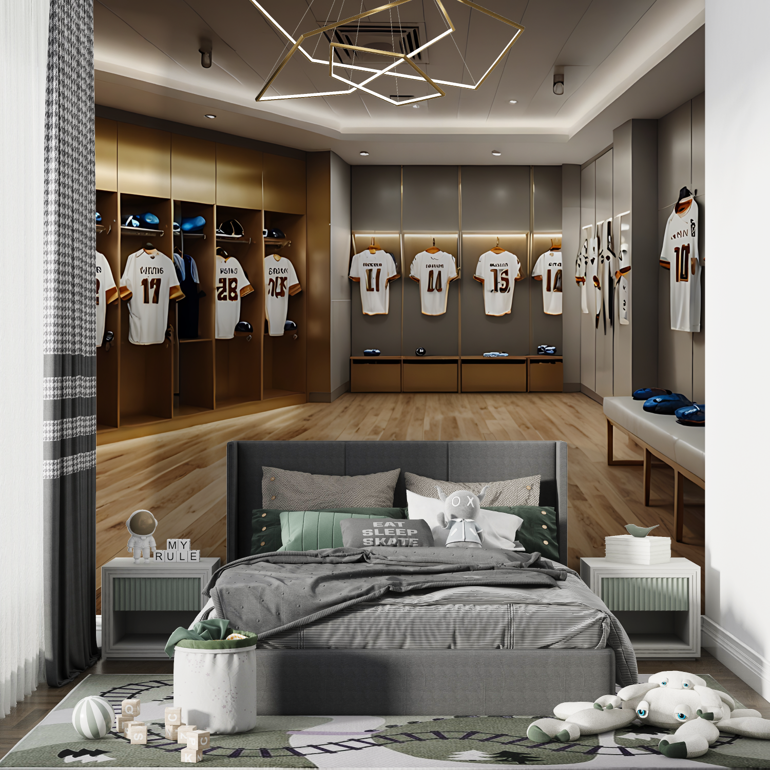 Papier peint vestiaire chambre de garcon