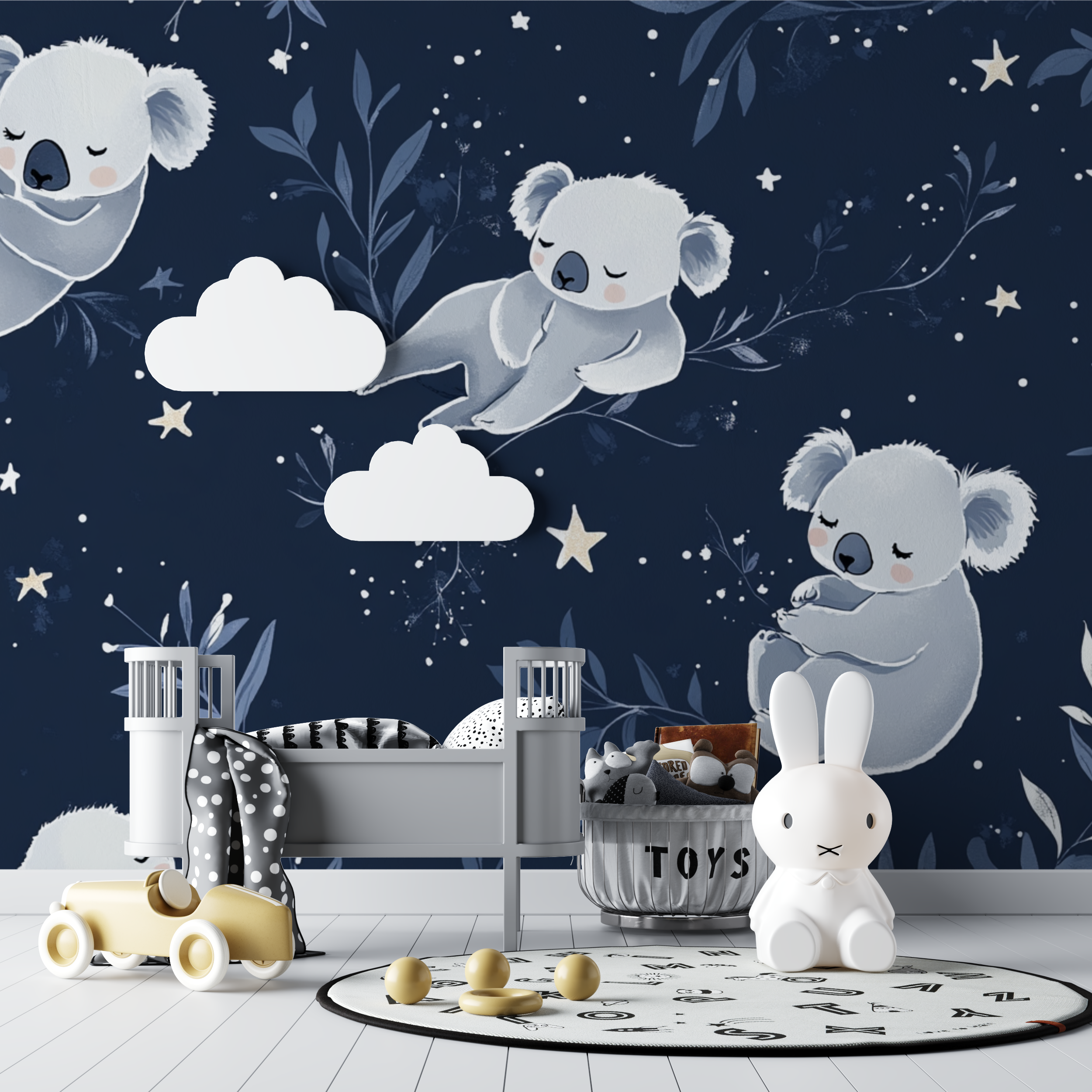 Papier peint koala au creux dune etoile bebe tipi
