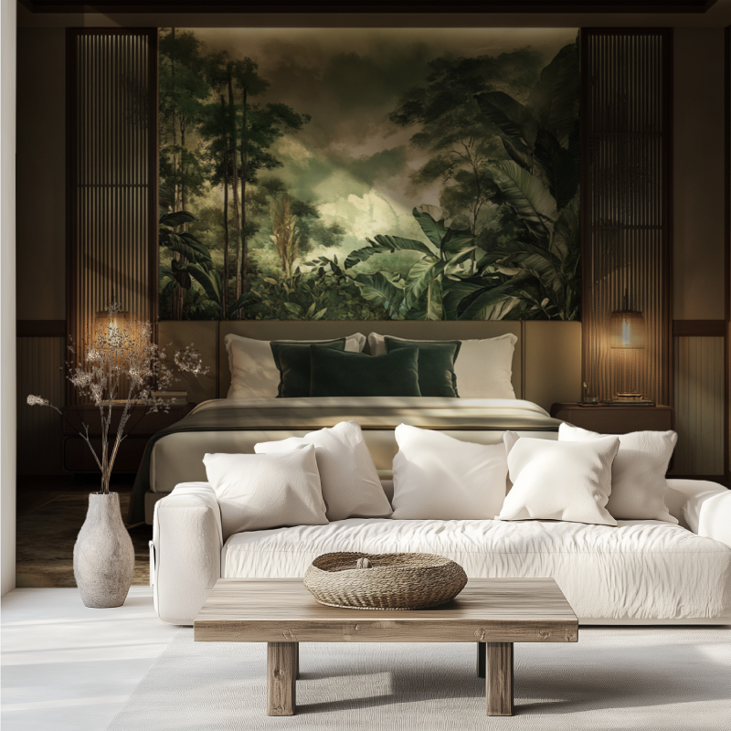 Papier peint arbre du voyageur canape tendance