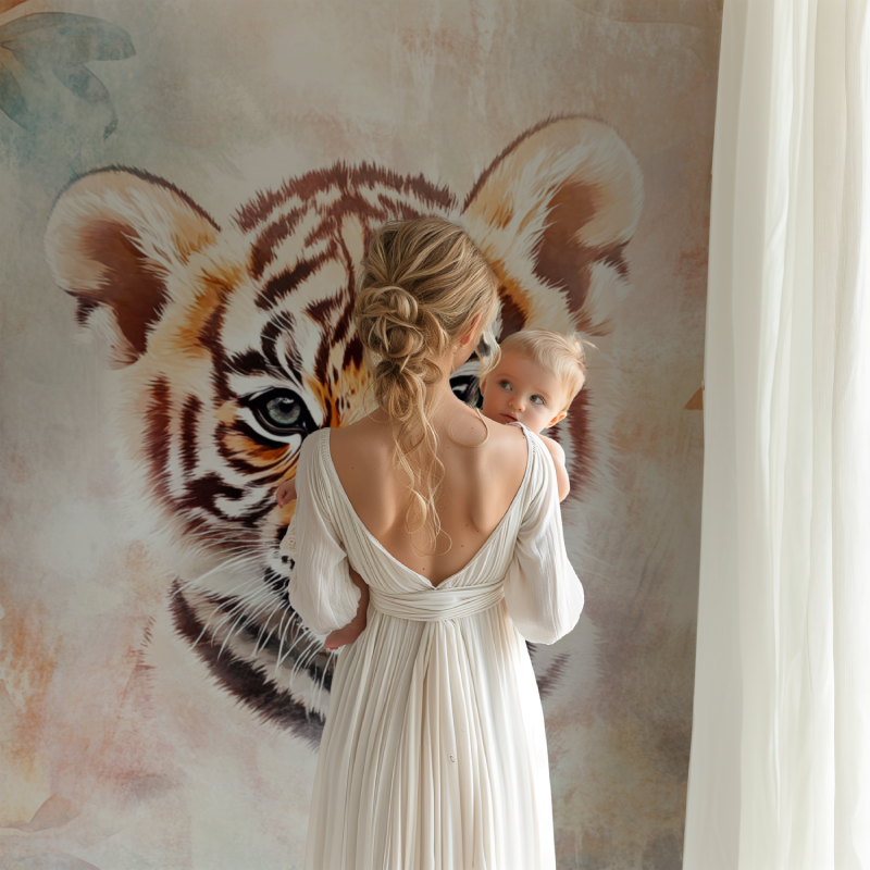 Papier peint tigre chambre bebe unisexe bb123