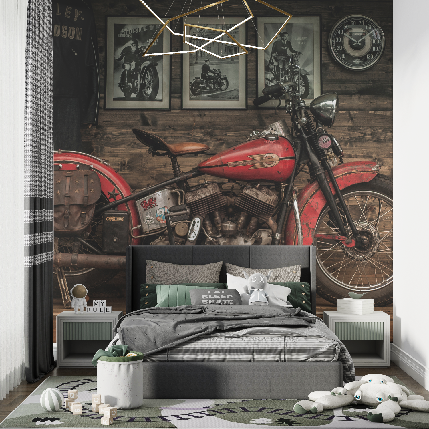 Papier peint moto americaine chambre de garcon