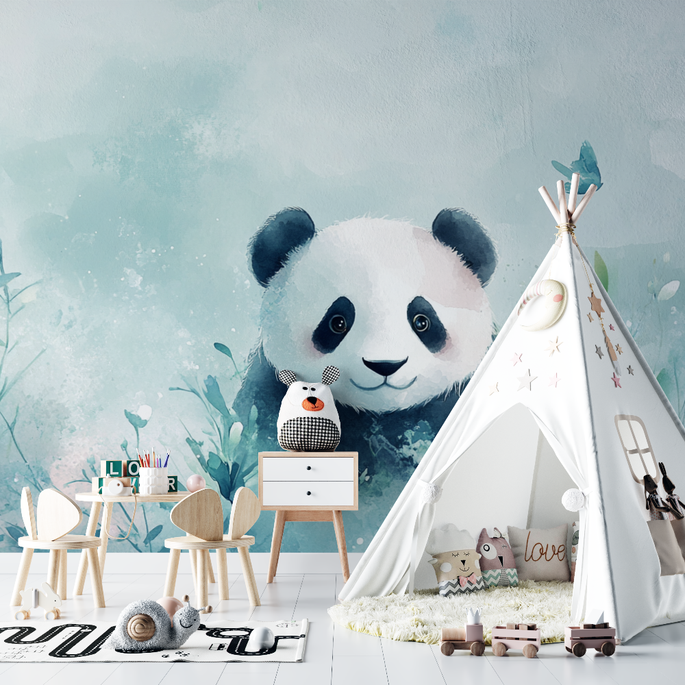 Papier peint panda ambiance feerique chambre bebe