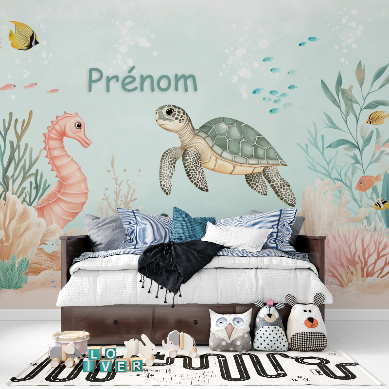 Papier peint prenom marin panoramique garcon