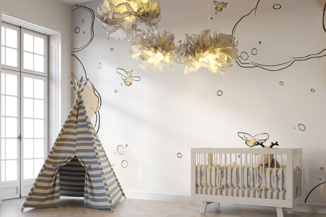 Papier peint Nuages unisexe pour bébé - bebe unisexe