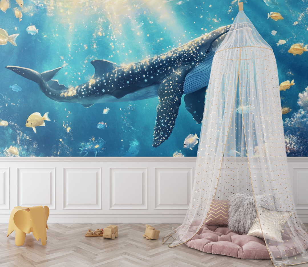 Papier peint marin bleu royal bebe