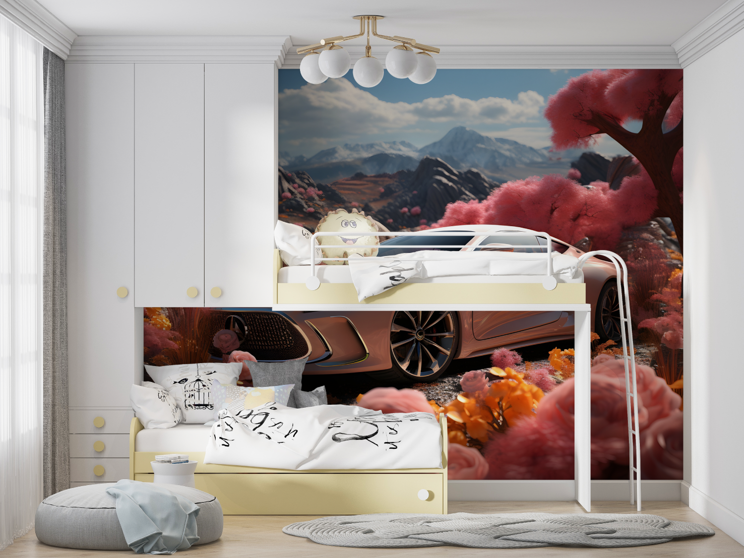 Papier peint geant voiture luxe manga hero