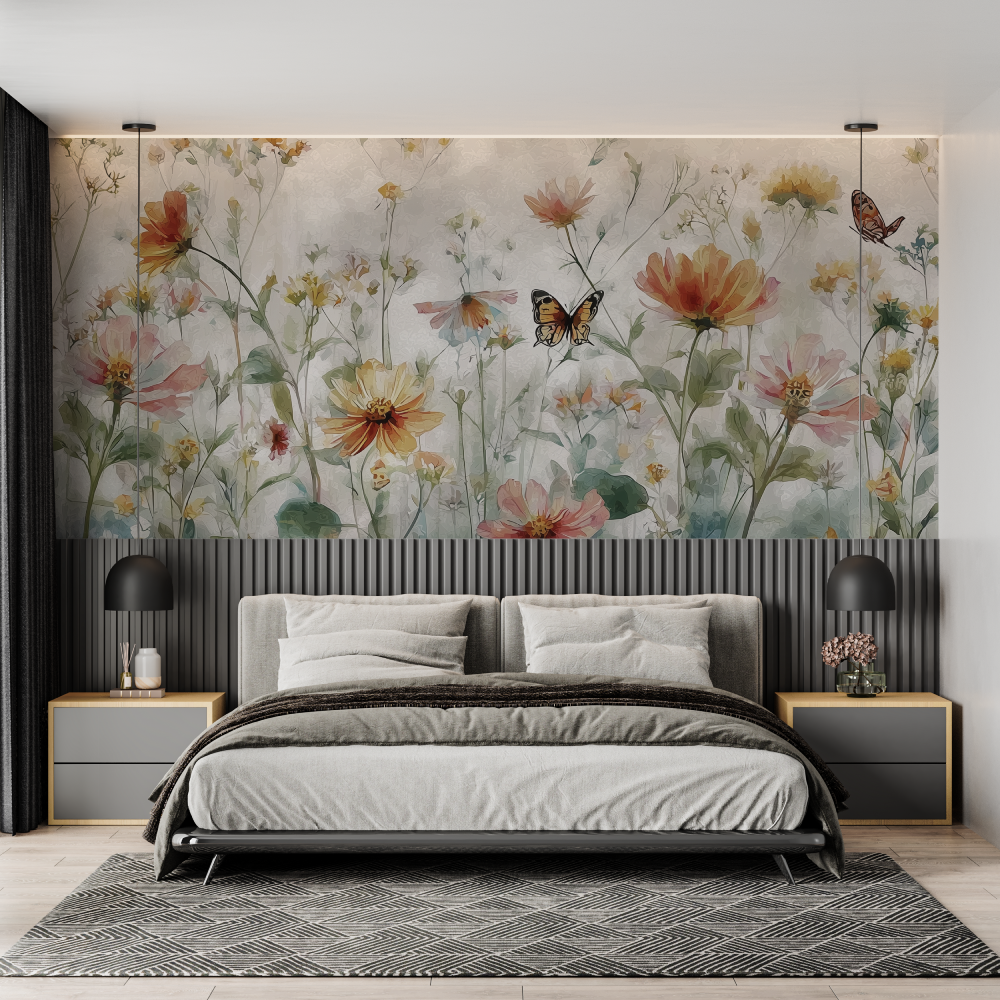 Flowers butterflies watercolor ...er chambre adulte tendance