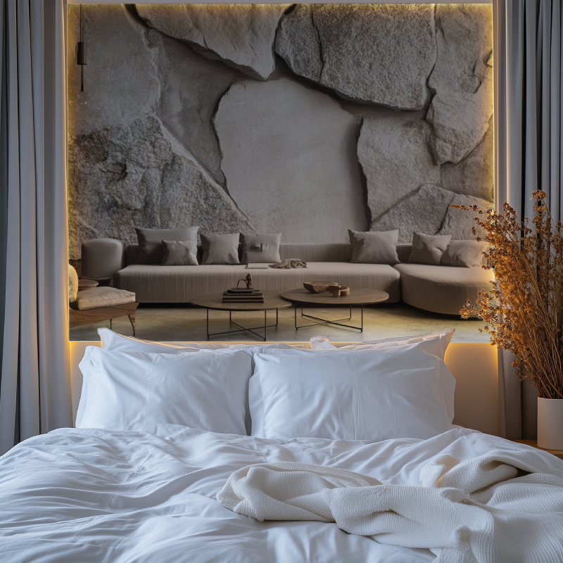 Papier peint trompe loeil pierre chambre tendanc