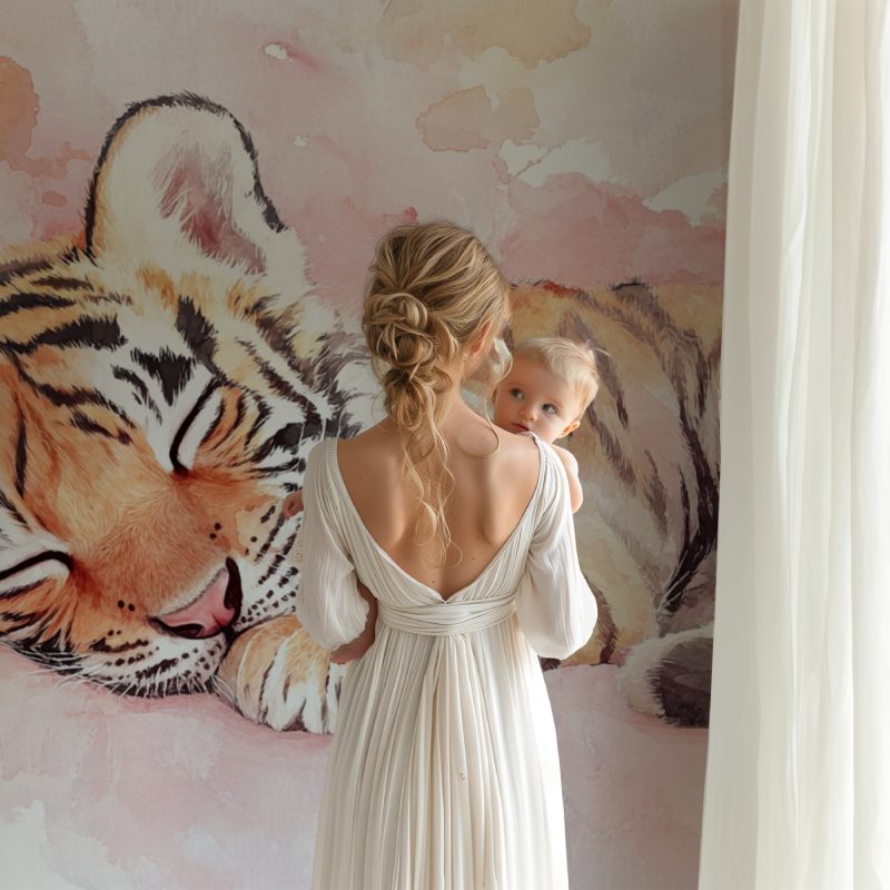 Papier peint tigre endormi bb123