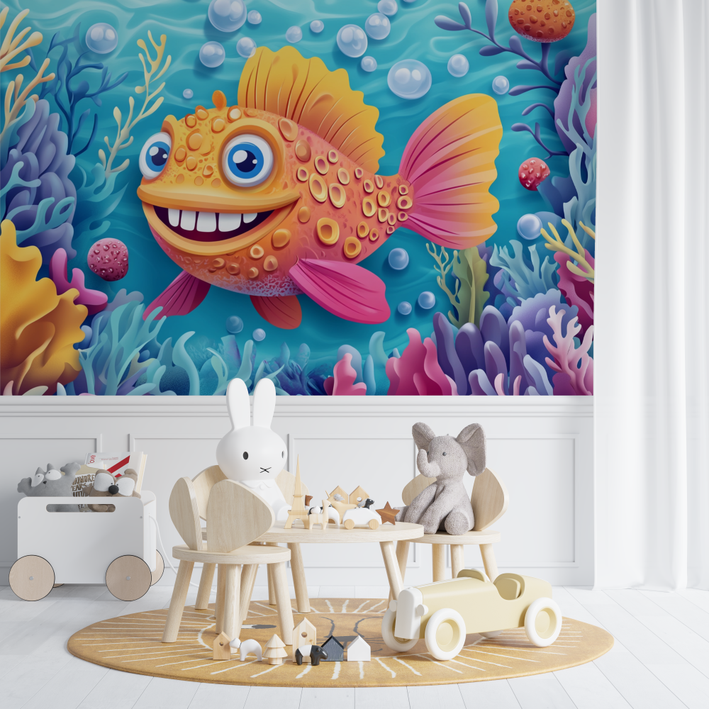 Papier peint marin gros poisson chambre de bebe