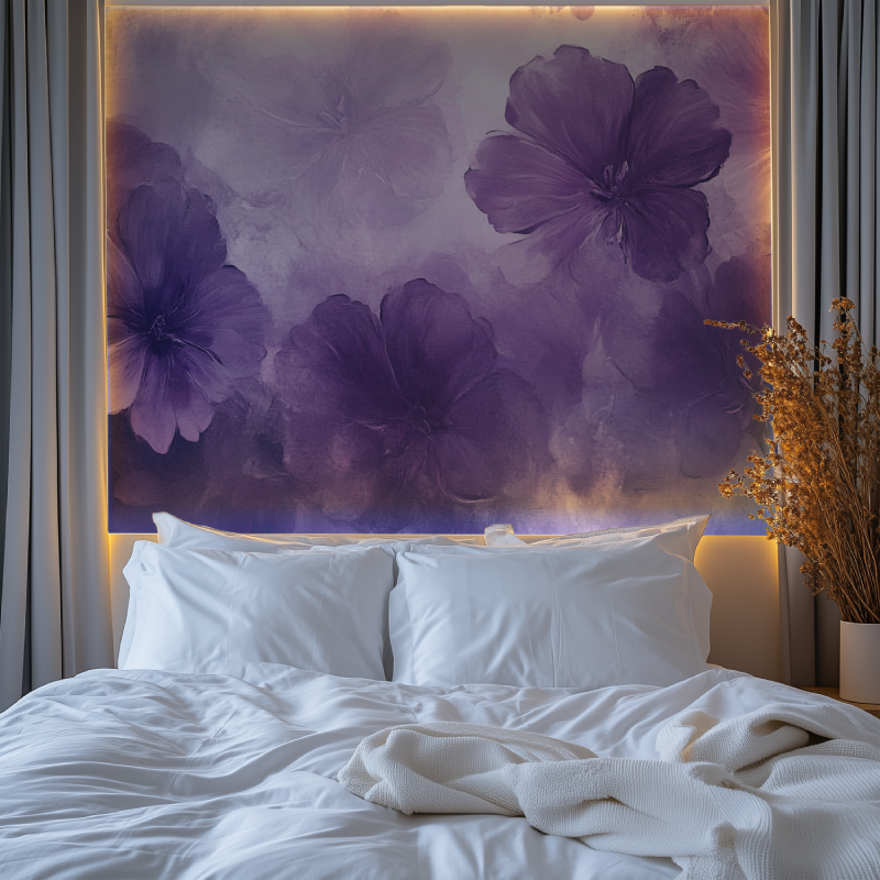 Papier peint fleur mauve chambre premium