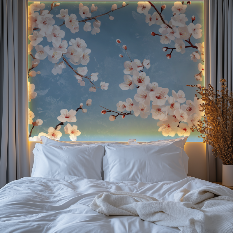 Papier peint fleur de cerisiee chambre tendanc