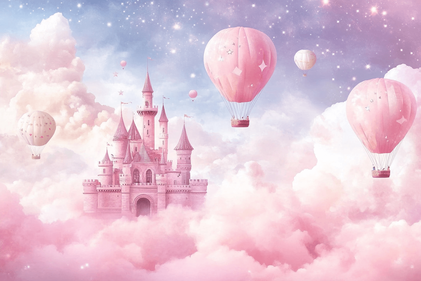 Papier Peint Château Rose Chambre Fille