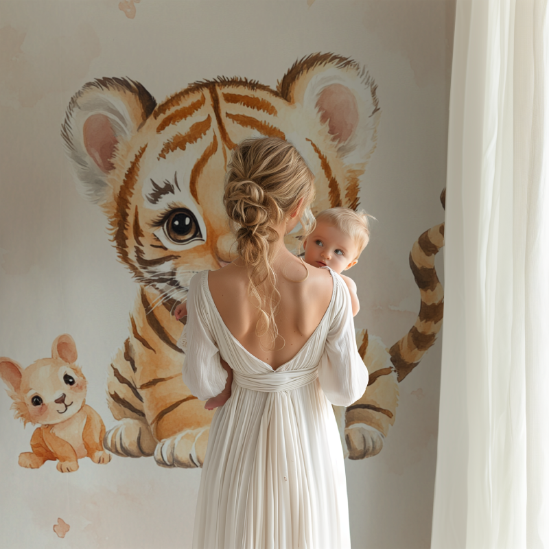 Papier peint tigre et animaux mignons bb123