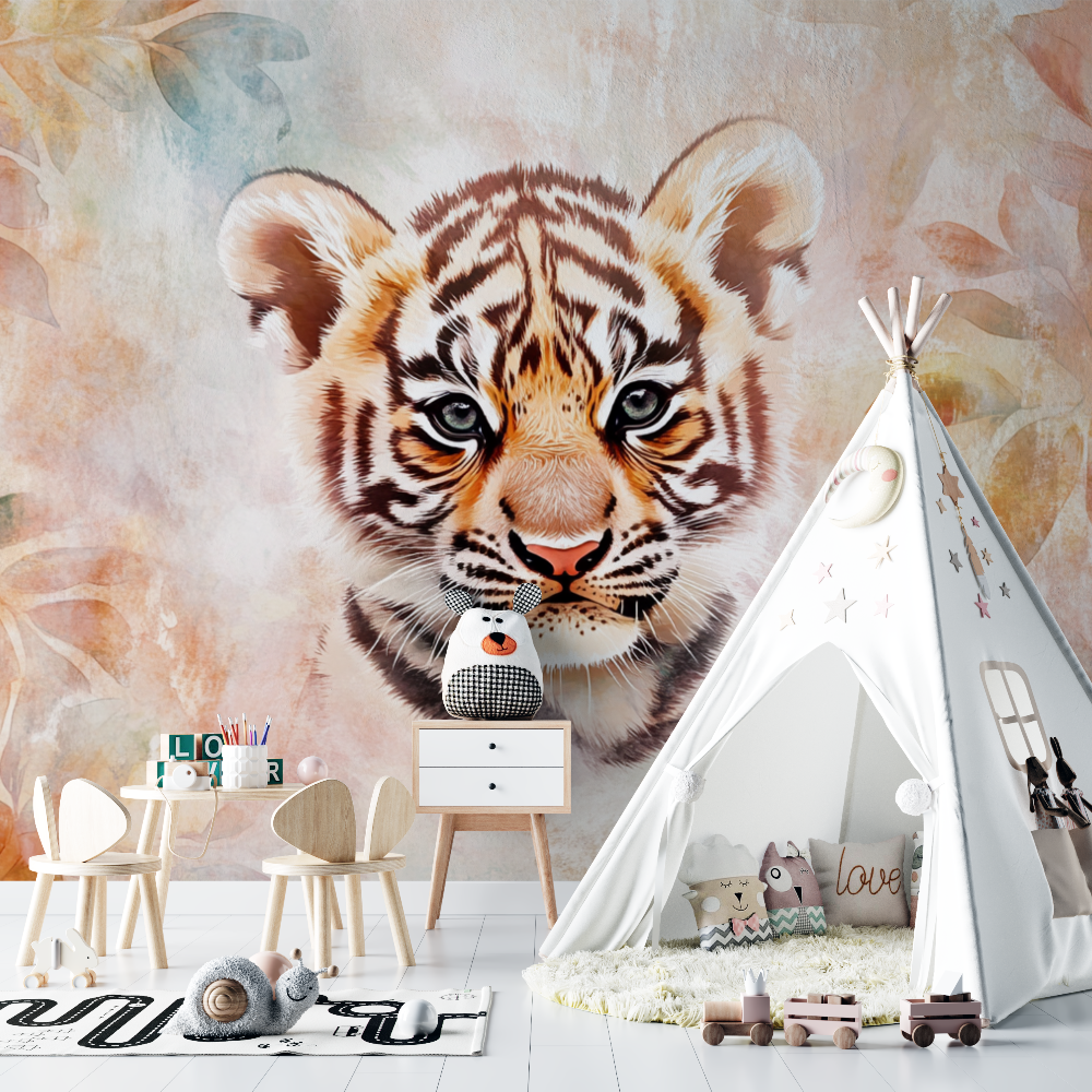 Papier peint tigre chambre bebe unisexe chambre bebe
