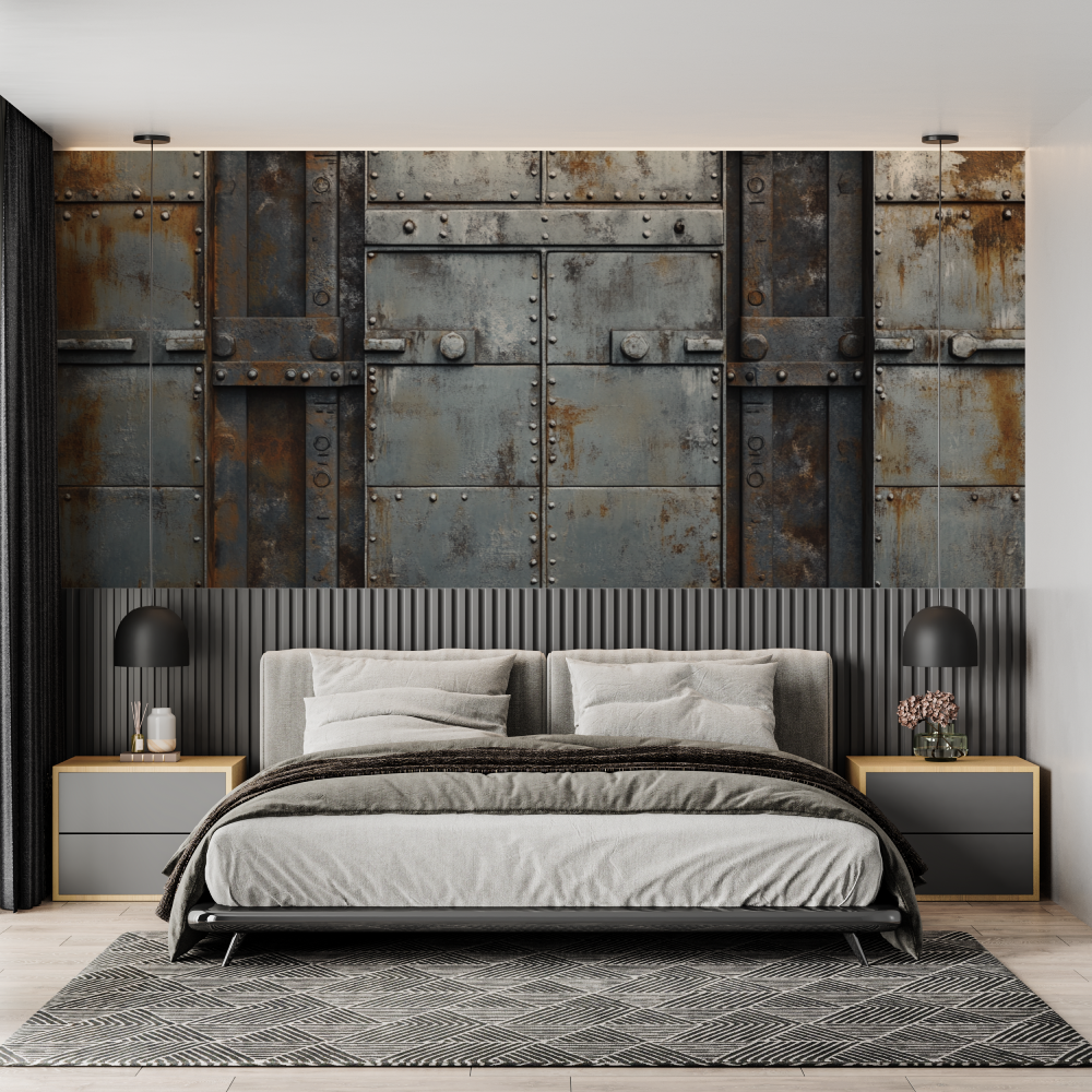 Papier peint trompe loeil usine chambre adulte tendance