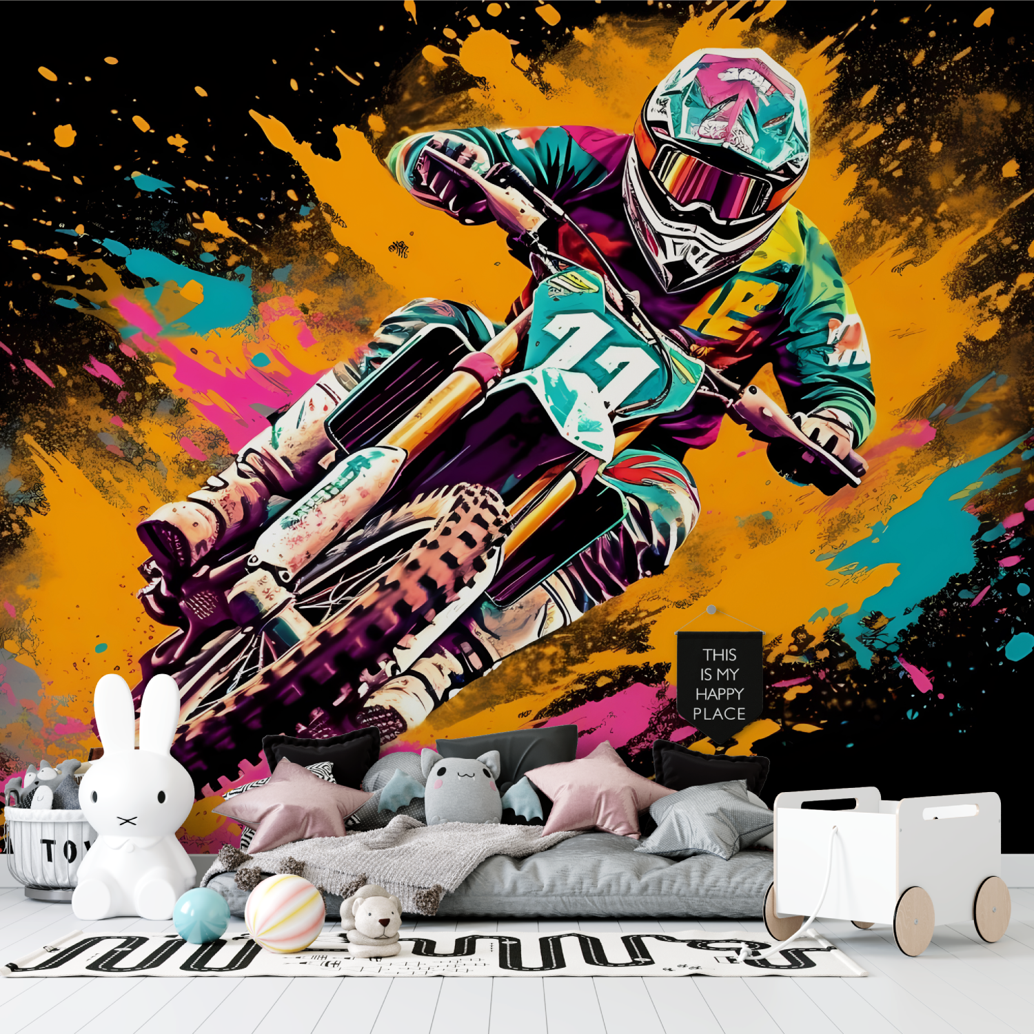 Papier peint graffiti motocross tapisserie garcon