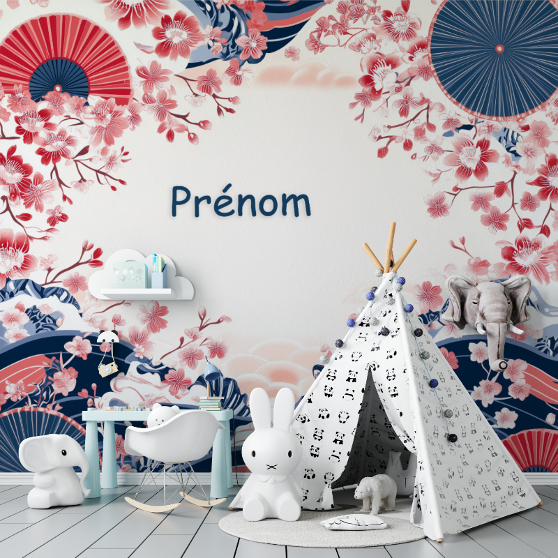 Papier peint prenom cerisier japonais tapisserie murs