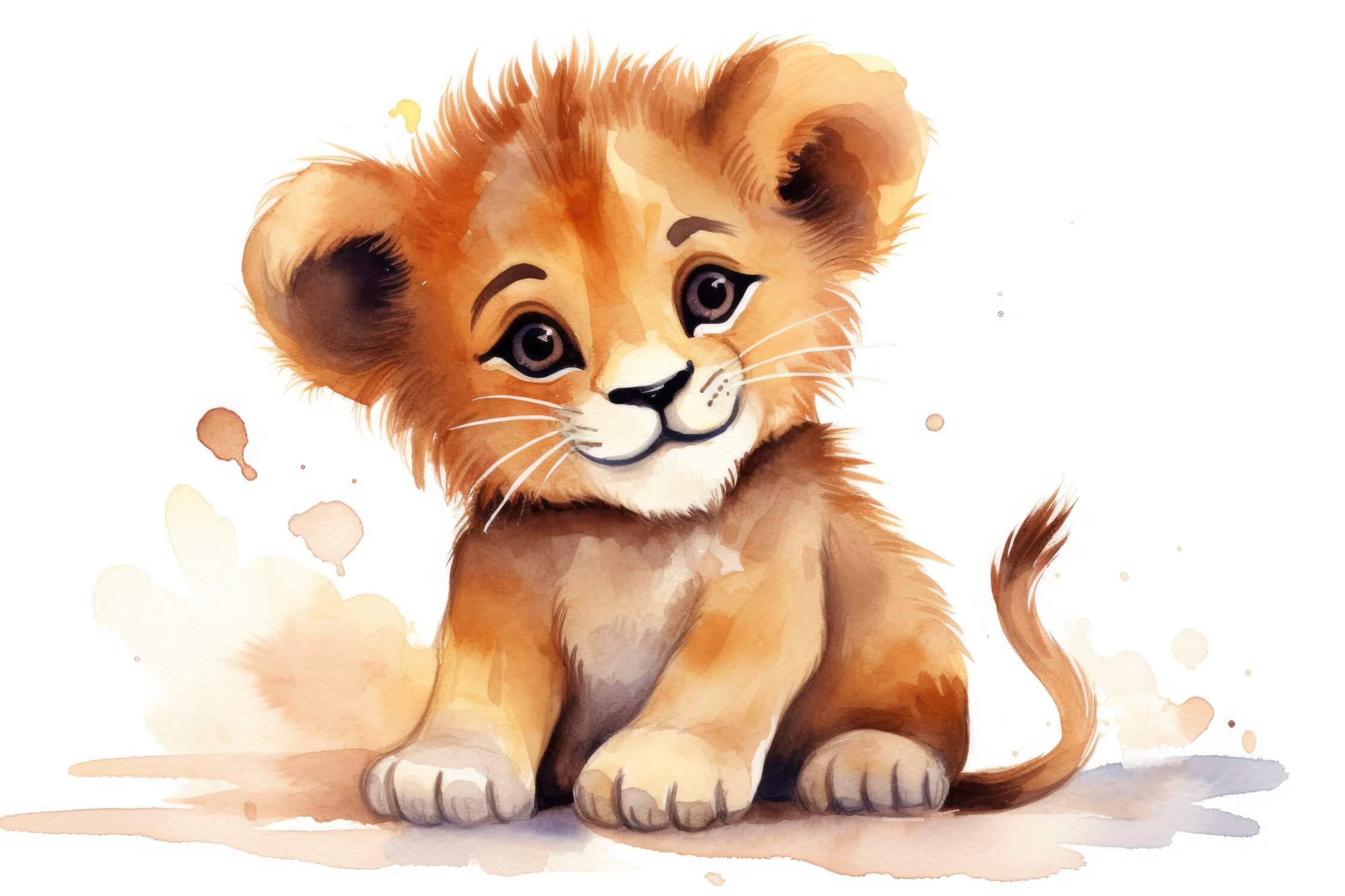 Papier Peint Lion Bébé Aquarelle