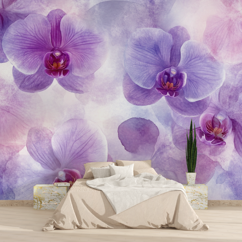 Papier peint aquarelle orchidees delicates tapisserie 2025